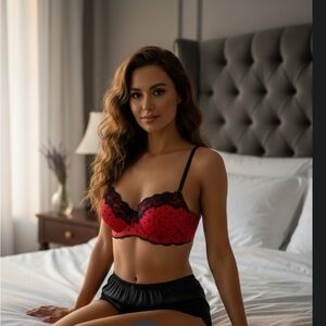 Red and Black Polka Dot Bra